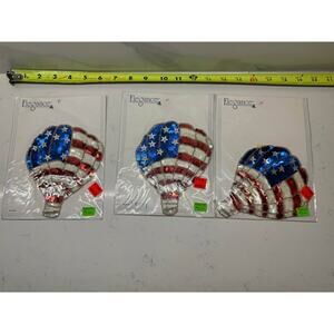 Elegance Vtg New Hot Air Balloon American Flag Sequin Appliqué patches  lot of 3